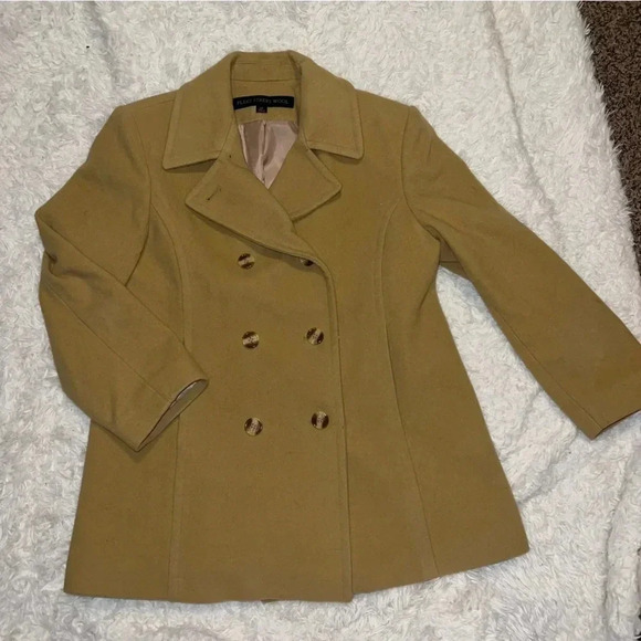 Fleet Street Wool Tan Button Up Jacket Size 12 Petite with Button detailing - Picture 2 of 9